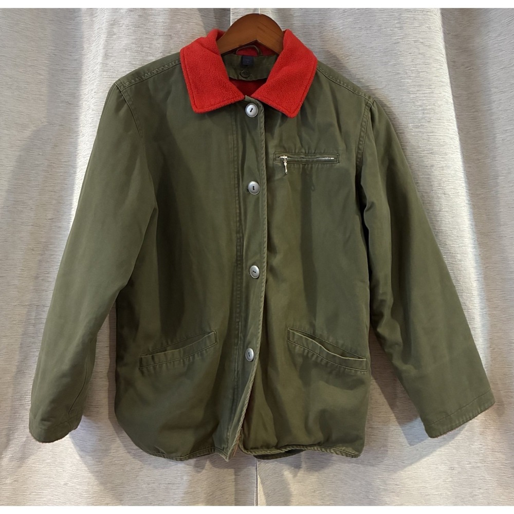 Vintage Y2K Limited Too Chore Coat Green Red Fleece Collar Jacket Womens Medium